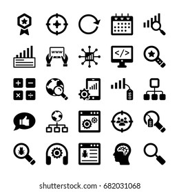 Seo and Digital Marketing Glyph Vector Icons