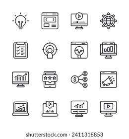 SEO, digital marketing icon set