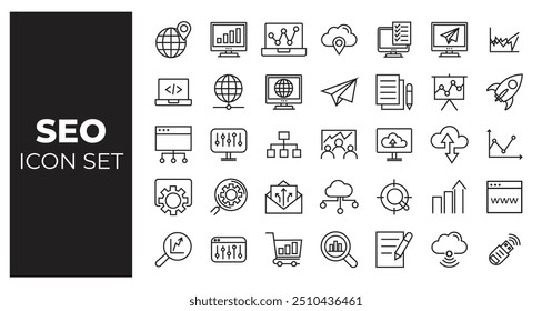 SEO and digital marketing icon set