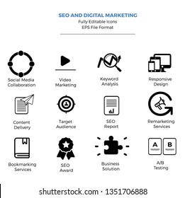 SEO AND DIGITAL MARKETING ICON VECTOR