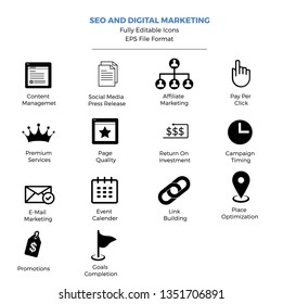 SEO AND DIGITAL MARKETING ICON VECTOR