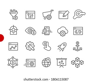 SEO & Digital Marketing Icons 1 of 2 // Red Point Series - Vector line icons for your digital or print projects.