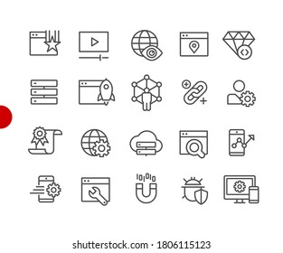 SEO & Digital Marketing Icons 2 of 2 // Red Point Series - Vector line icons for your digital or print projects.