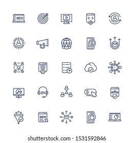 seo and digital marketing line icons set