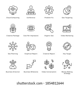 SEO and Digital Marketing Outline Icons - Stroked, Vectors