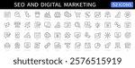 SEO and Digital marketing thin line icon set. Search engine optimization symbol. Editable stroke. Vector