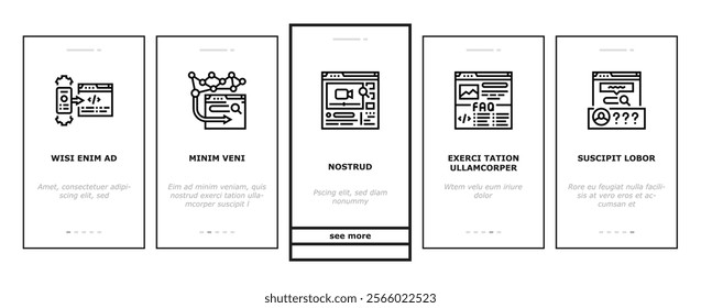 seo digital optimization strategy onboarding mobile vector local service, analysis media, consulting web, ecommerce backlink seo digital optimization strategy illustrations