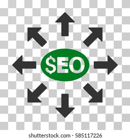 Seo Distribution icon. Vector illustration style is flat iconic bicolor symbol, green and gray colors, transparent background. Designed for web and software interfaces.