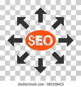 Seo Distribution icon. Vector illustration style is flat iconic bicolor symbol, orange and gray colors, transparent background. Designed for web and software interfaces.