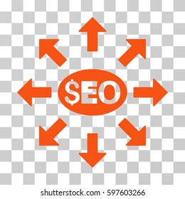 Seo Distribution icon. Vector illustration style is flat iconic symbol, orange color, transparent background. Designed for web and software interfaces.