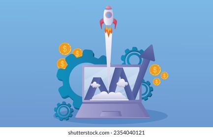 SEO element concept .on blue background.Vector Design Illustration.