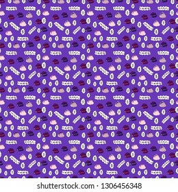 SEO Elements on violet and white colors. Vector. Seamless pattern business pattern. Search Engine Optimization vector Outline Icons.