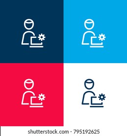 SEO Expert four color material and minimal icon logo set in red and blue