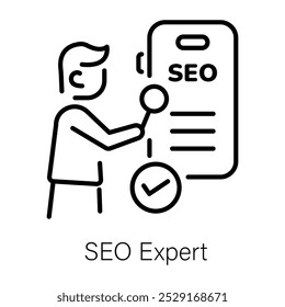 Seo expert icon in linear style 