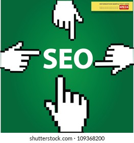 Seo and fingers on blackboard background,Vector