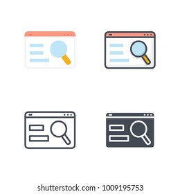 SEO Flat Colored Line Silhouette Icon Vector