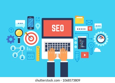SEO. Flat design modern vector illustration concept.
