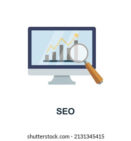 Seo flat icon. Colored element sign from market integration collection. Flat Seo icon sign for web design, infographics and more.