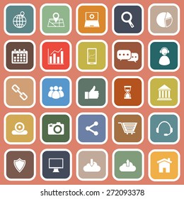 SEO flat icons on orange background, stock vector