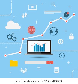 seo flat marketing project research vector eps 10 design illustration