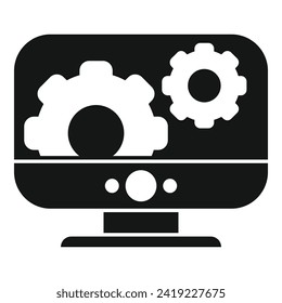 Seo gear computer icon simple vector. Explore online. Global web