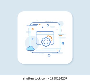 Seo gear line icon. Abstract square vector button. Web settings sign. Traffic management symbol. Seo gear line icon. Quality concept badge. Vector