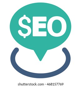 Seo Geotargeting icon. Vector style is bicolor flat iconic symbol with rounded angles, cobalt and cyan colors, white background.