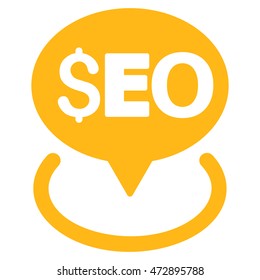 Seo Geotargeting icon. Vector style is flat iconic symbol with rounded angles, yellow color, white background.