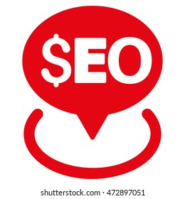 Seo Geotargeting icon. Vector style is flat iconic symbol with rounded angles, red color, white background.