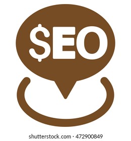 Seo Geotargeting icon. Vector style is flat iconic symbol with rounded angles, brown color, white background.