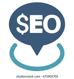 Seo Geotargeting icon. Vector style is bicolor flat iconic symbol with rounded angles, cyan and blue colors, white background.