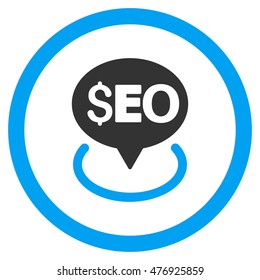 Seo Geotargeting rounded icon. Vector illustration style is flat iconic bicolor symbol, blue and gray colors, white background.