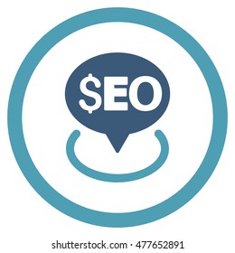 Seo Geotargeting rounded icon. Vector illustration style is flat iconic bicolor symbol, cyan and blue colors, white background.