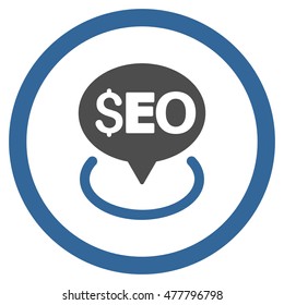 Seo Geotargeting rounded icon. Vector illustration style is flat iconic bicolor symbol, cobalt and gray colors, white background.
