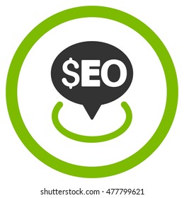 Seo Geotargeting rounded icon. Vector illustration style is flat iconic bicolor symbol, eco green and gray colors, white background.