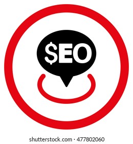 Seo Geotargeting rounded icon. Vector illustration style is flat iconic bicolor symbol, intensive red and black colors, white background.