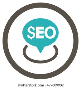 Seo Geotargeting rounded icon. Vector illustration style is flat iconic bicolor symbol, grey and cyan colors, white background.