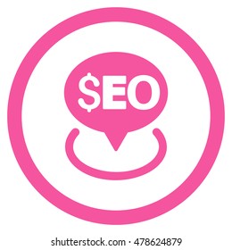Seo Geotargeting rounded icon. Vector illustration style is flat iconic symbol, pink color, white background.