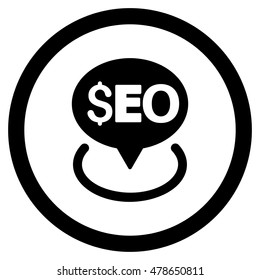 Seo Geotargeting rounded icon. Vector illustration style is flat iconic symbol, black color, white background.