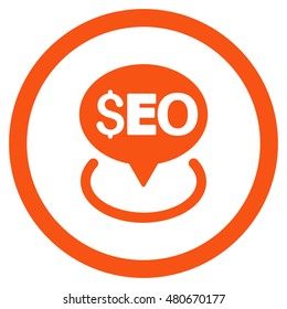 Seo Geotargeting rounded icon. Vector illustration style is flat iconic symbol, orange color, white background.