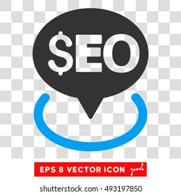 Seo Geotargeting vector icon. Image style is a flat blue and gray icon symbol.