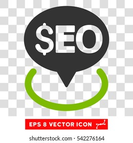 Seo Geotargeting vector icon. Image style is a flat eco green and gray iconic symbol.