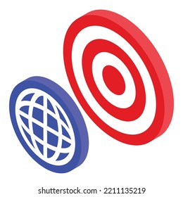 Seo global target icon isometric vector. Web search. Digital engine