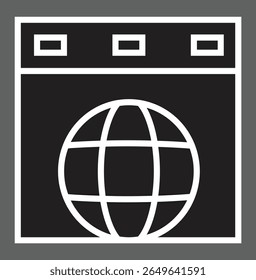 SEO global web icon representing international SEO, domain reach or multilingual optimization with transparent background