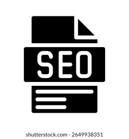 Seo Glyph Icon. File Document icon is an abbreviation for Search Engine Optimization, the icon can be an upward graph or a trophy.