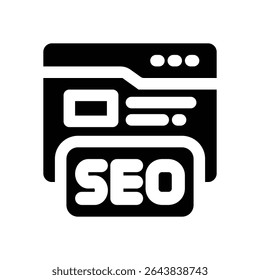 seo glyph icon. Strong and solid vector icon for websites, mobile interfaces, presentations, and visual branding. High quality and easy to edit.