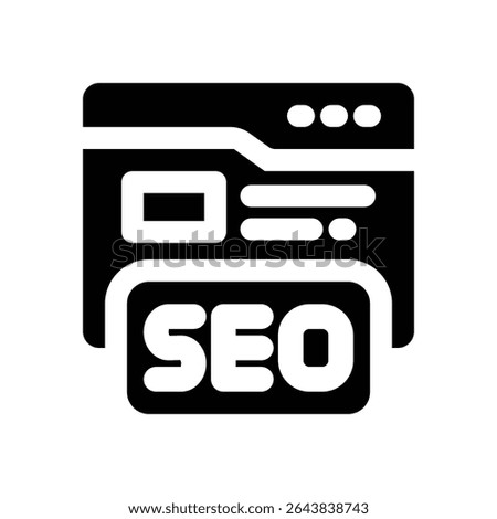 seo glyph icon. Strong and solid vector icon for websites, mobile interfaces, presentations, and visual branding. High quality and easy to edit.