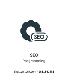 Seo glyph icon vector on white background. Flat vector seo icon symbol sign from modern programming collection for mobile concept and web apps design.