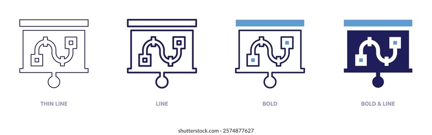 SEO goals icon in 4 different styles. Thin Line, Line, Bold, and Bold Line. Duotone style. Editable stroke.