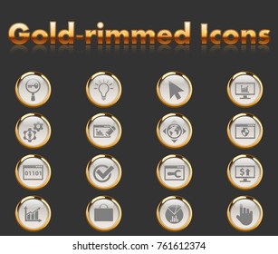 seo gold-rimmed icons for your creative ideas